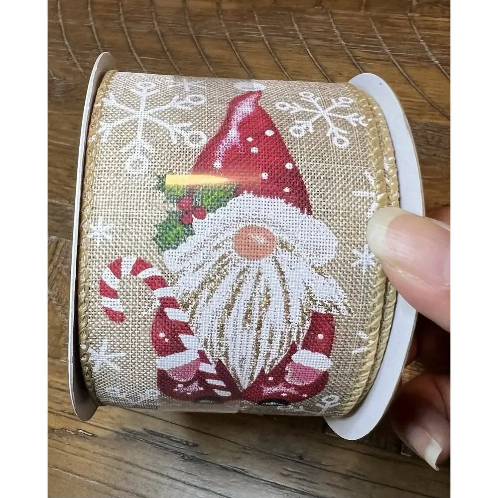 Festive Holiday Ribbon Set Of 2 With Santa And Truck Designs NWT 2.5in x 20ft